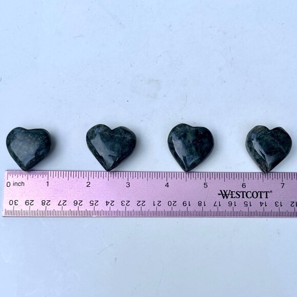 Green Jade Heart Polished Solid Stone Puffy Heart Size Small 1 - 1.5 Inches Wide - Picture 6 of 8